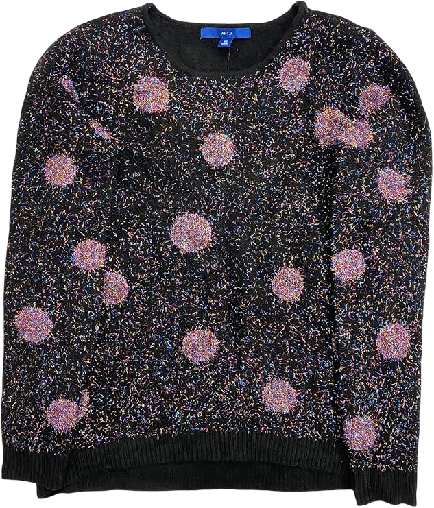 Apt 9 Womens Black Rainbow Pink Sweater